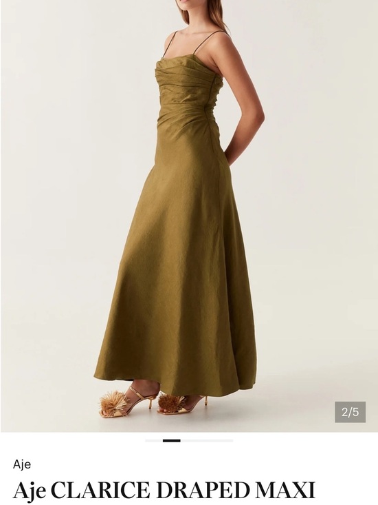 Aje Dresses & Skirts - Aje Olive Draped Maxi Dress with Spaghetti Straps